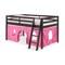 Alaterre Furniture Roxy Twin Wood Junior Loft Bed with Espresso with Pink and White Bottom Tent AJRX10P0ATPWH - alternate 1